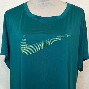 Nike Dri-FIT Women’s 1X Teal Athletic T-Shirt Loose Fit Workout Top